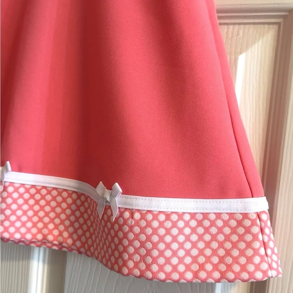 Bonnie Jean Pink and White Sleeveless Dress with A Polka Dot Trim and White Bows